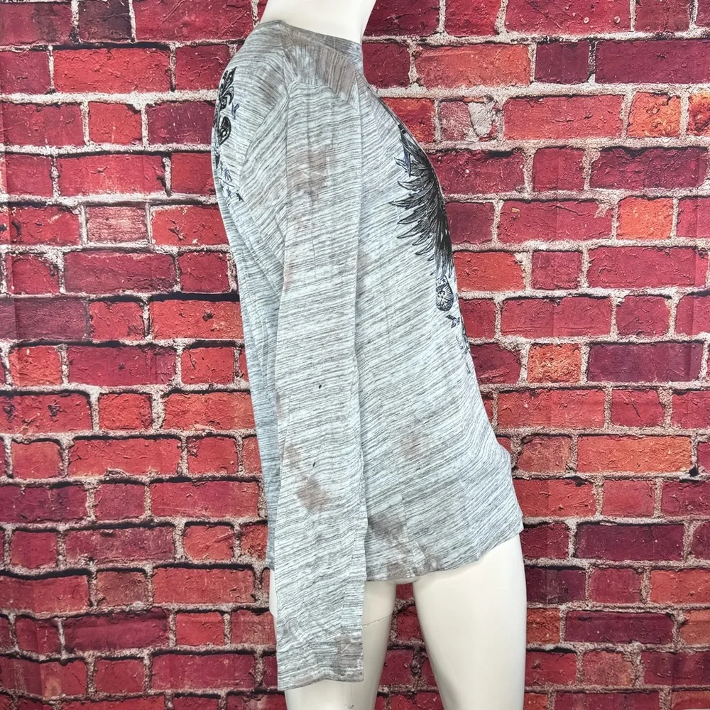 Affliction Men's Long Sleeve Graphic T-shirt -Gray/Black -Various Sizes- NWT - Picture 6 of 12